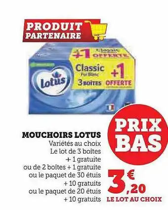 Hyper U Mouchoirs lotus offre