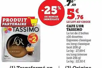 Hyper U Café l'or tassimo offre