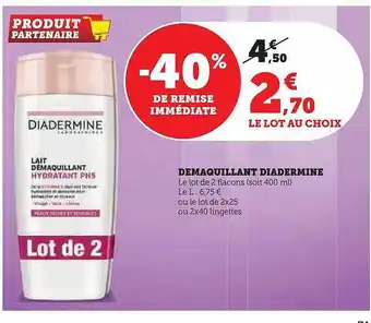Hyper U Démaquillant diadermine offre