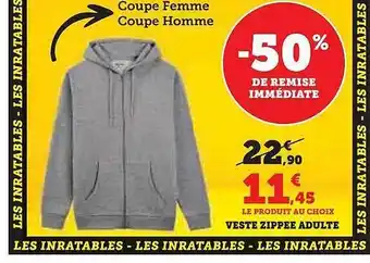 Hyper U Veste zippée adulte offre