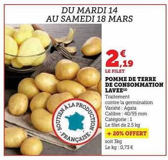 Hyper U Pomme de terre de consommation lavée offre