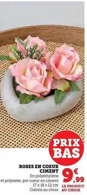 Roses en cœur ciment
