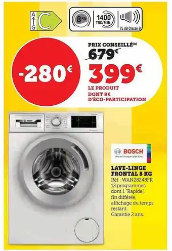 Hyper U Lave-linge frontal 8 kg bosch offre
