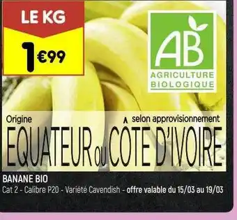 Leader Price Banane bio offre