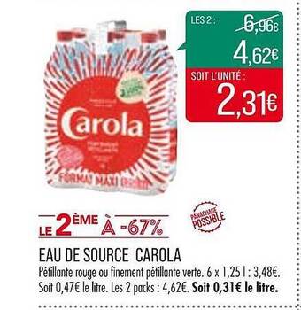 Match Eau de source carola offre