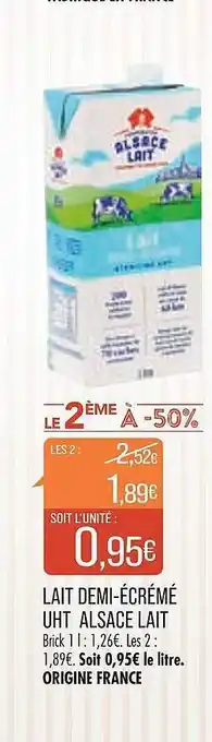 Match Lait demi-écrémé uht alsace lait offre