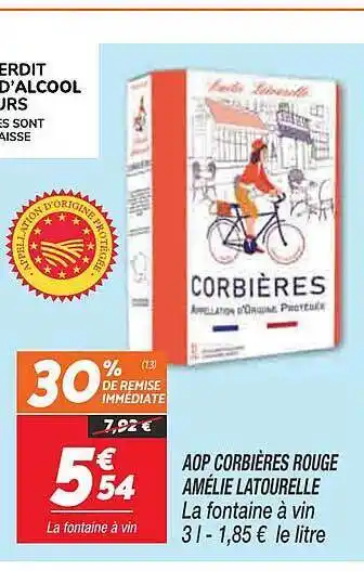Netto Aop corbières rouge amélie latourelle offre