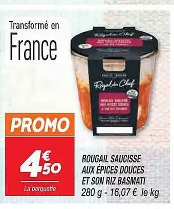 Netto Rougail saucisse aux épices douces et son riz basmati offre
