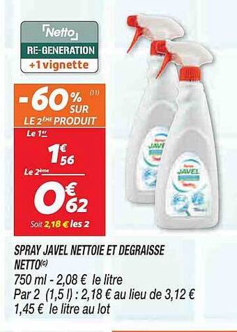 Netto Spray javel nettoie et dégraissé netto offre