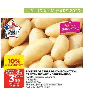 Bi1 Pommes de terre de consommation traitement anti - germinatif offre