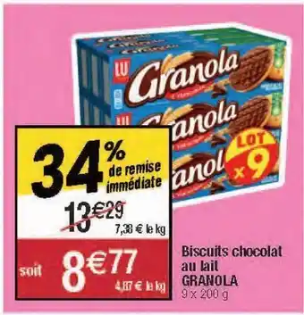 Migros Biscuits chocolat au lait granola offre