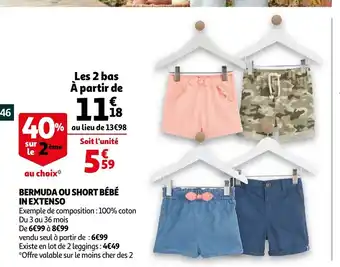 Auchan Bermuda ou Short Bébé In extenso offre