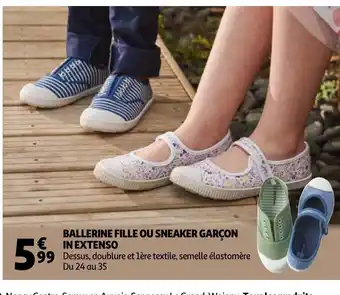 Auchan Ballerine Fille ou Sneaker Garçon In Extenso offre