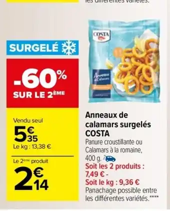 Carrefour Market Anneaux De Calamars Surgeles Costa offre