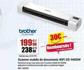 Scanner mobile de documents wifi ds-940dw brother