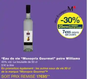 Monoprix Eau de vie "monoprix gourmet" poire williams offre