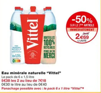 Monoprix Eau minérale naturelle "VITTEL" offre