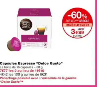 Monoprix Capsules espresso "dolce gusto" offre