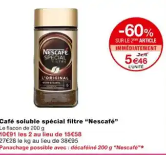 Monoprix Café soluble spécial filtre "nescafé" offre