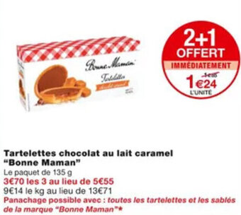 Monoprix Tartelettes chocolat au lait caramel "BONNE MAMAN" offre