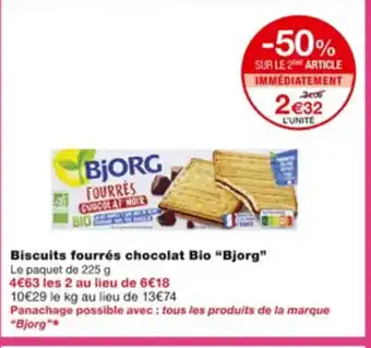 Monoprix Biscuits fourrés chocolat bio "BJORG" offre