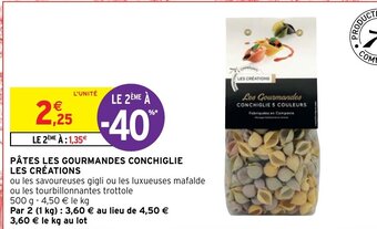 Intermarché Pâtes Les Gourmandes Conchiglie Les Créations offre