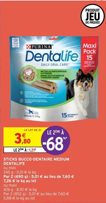 Intermarché Sticks Bucco-Dentaire Medium Dentalife offre