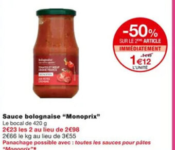 Monoprix Sauce Bolognaise "Monoprix" offre