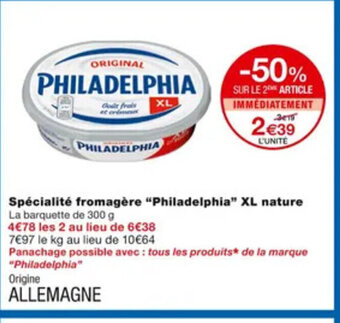 Monoprix Spécialité Fromagére "Philadelphia" XL Nature offre