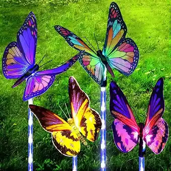 Amazon Solarbaby lampes solaires de jardin avec papillons à fibre optique à changement de couleur et piquet led étanche pour déco... offre