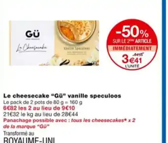 Monoprix Le Chessecake "Gu" Vanille Speculoos offre