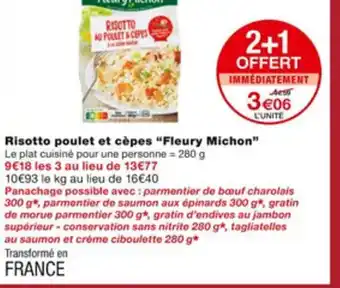 Monoprix Risotto Poulet Et Cèpes 'Fleury Michon" offre