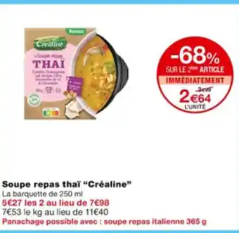 Monoprix Soupe Repas Thaï "Crealine" offre