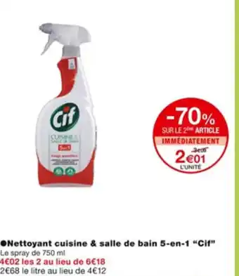 Monoprix Nettoyant Cuisine & Salle De Bain 5-en-1 "Cif" offre