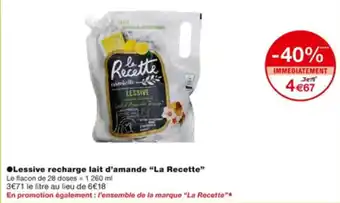Monoprix Lessive Recharge lait D'Amande "La Recette" offre