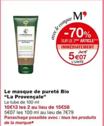 Monoprix Le Masque De Puretè Bio "La Provencale" offre