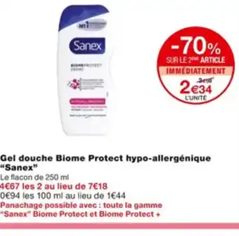 Monoprix Gel Douche Biome Protec Hypo-Allergènique "Sanex" offre