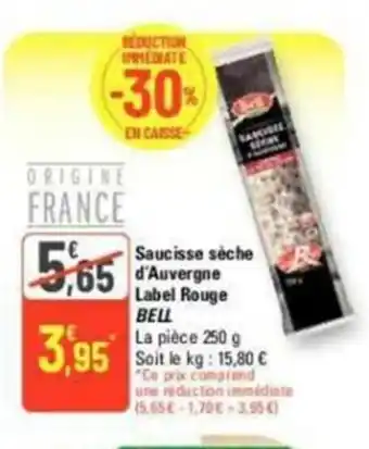 Saucisse seche d'auvergne label rouge bell