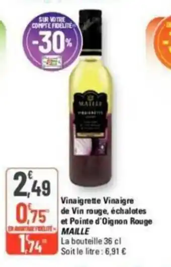 G20 Vianaigrette vinaigre de vin rouge echalotes et pointe d'oignon rouge maille offre