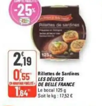 G20 Rillettes de sardines les delices de belle france offre