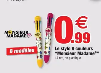 Bazarland Le stylo 8 couleurs "monsieur madame" offre