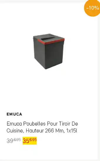 Bricomarché Emuca poubelles pour tiroir de cuicine, hauteur 266 mm, 1x15I offre