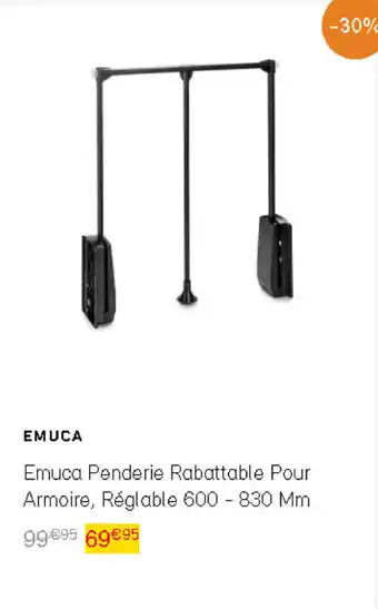 Bricomarché Emuca penderie rabattable pour armoire, réglable 600 - 830 mm offre