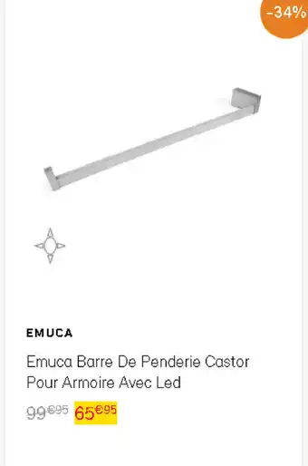 Bricomarché Emuca varre de penderie castor pour armoire avec led offre