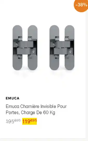 Bricomarché Emuca charnière invisible pour portes, charge de 60 kg offre