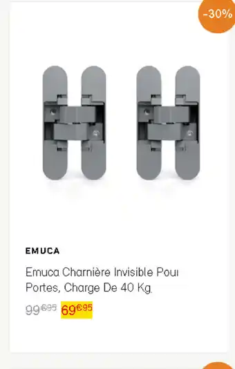 Bricomarché Emuca charnière invisible pour portes, charge de 40 kg offre