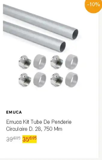 Bricomarché Emuca kit tube de penderie circulaire d. 28, 750 mm offre