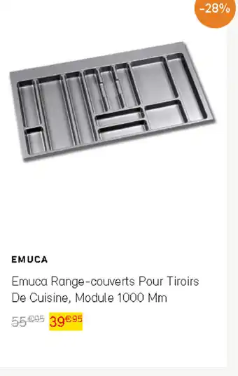 Emuca range-couverts pour tiroirs de cuicine, module 1000 mm