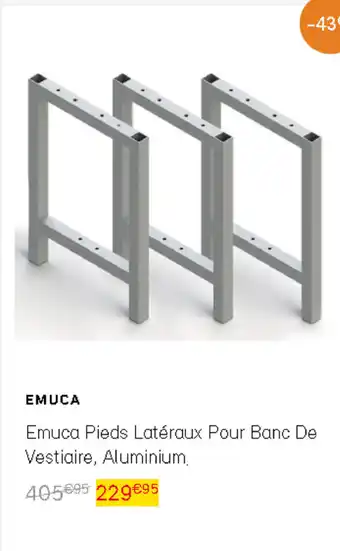 Bricomarché Emuca pieds latéraux pour banc de vestiaire, aluminium offre