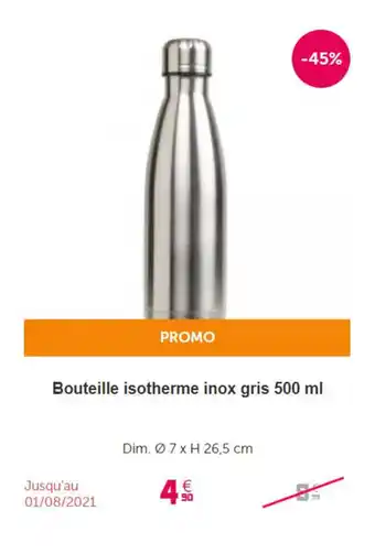 Bouteille isotherme inox gris 500 ml